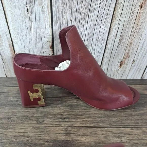 Tory Burch Finley 65mm Rod Calf Leather Slip On Mule Women's 8.5 M Port Royal